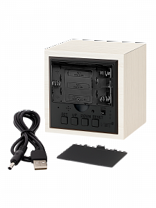 Часы электронные настольные, будильник и термометр от сети деревянные VST 869-1 Белые